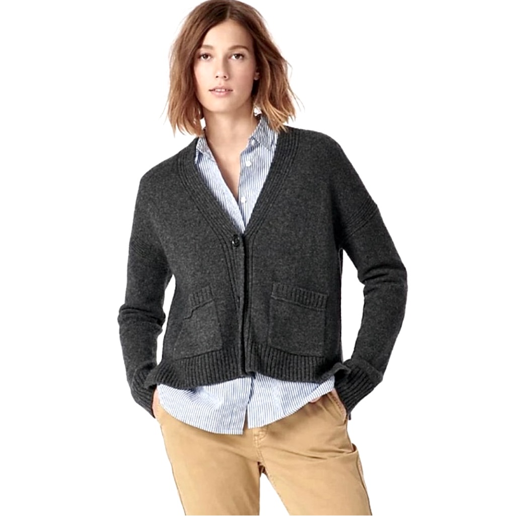 J Crew Wool Blend Button Up Cardigan Sweater